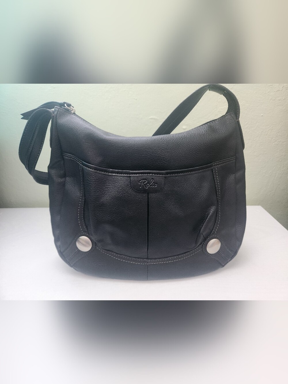 Relic Black Pebbled Leather Shoulder Bag